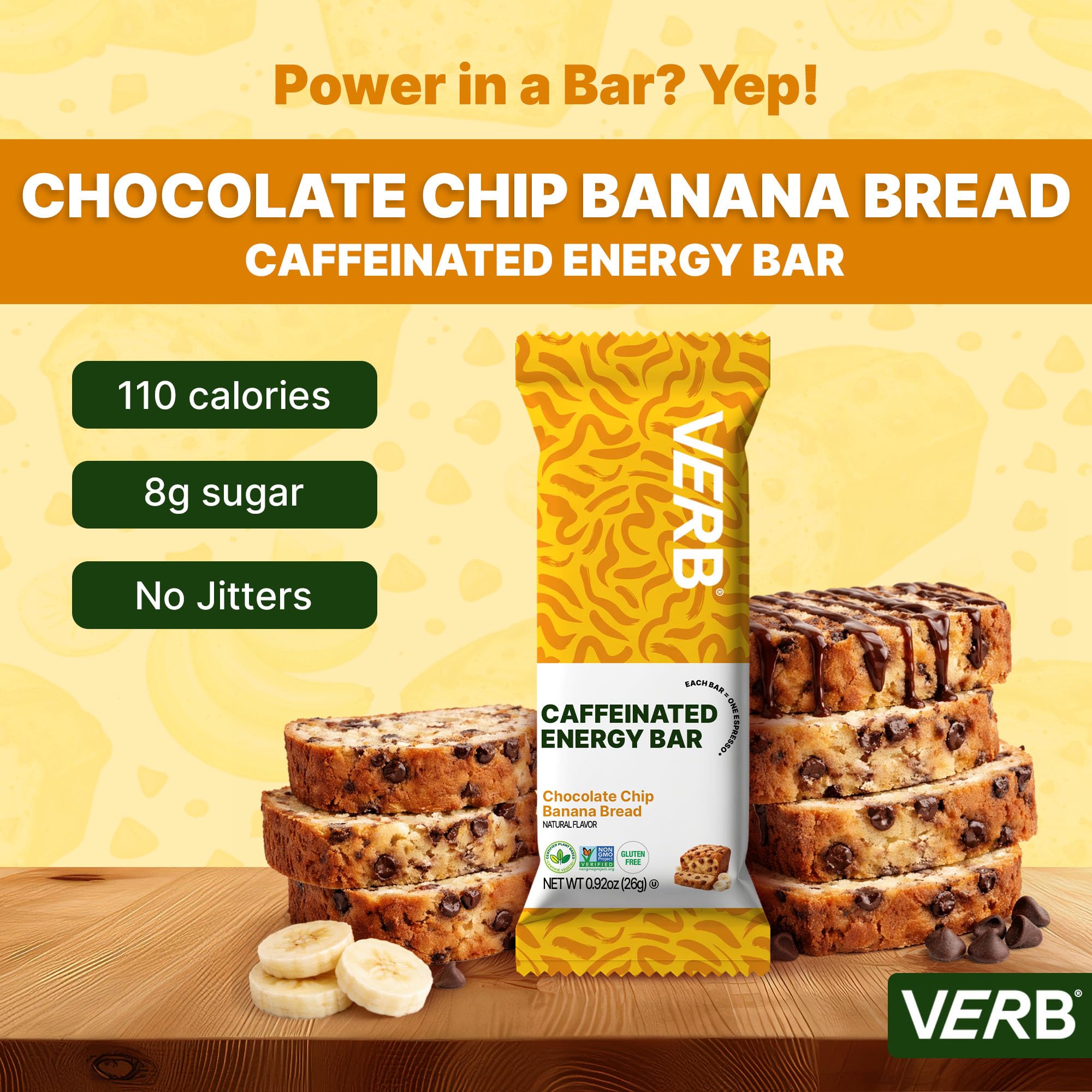 Amazon.com : Verb Caffeinated Energy Bars Chocolate Chip Banana